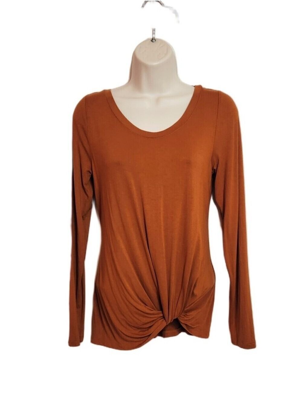 Melrose And Market Long Sleeve Twist Tee Rust Orange Small